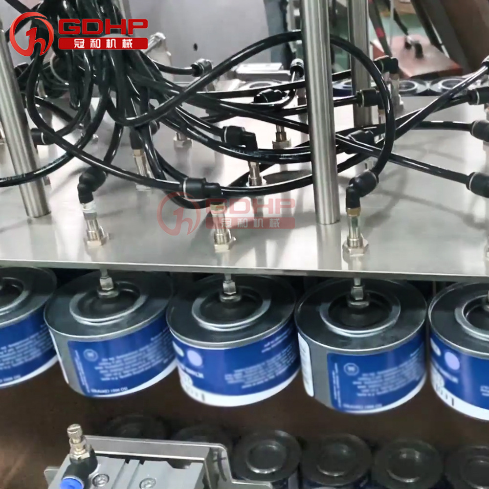 高速馬口鐵罐灌裝壓塞貼標裝箱機生產線-7
